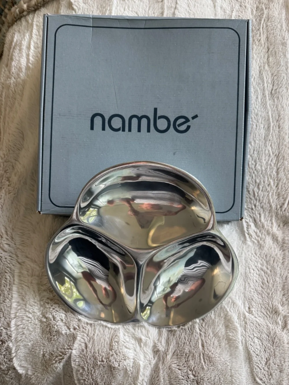 Vintage, Mid-Century Modern  Nambe' 3-Section Divided Serving Bowl